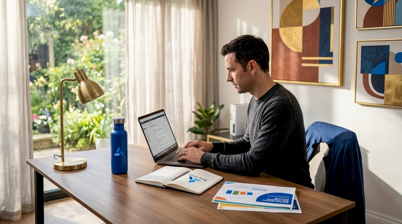 Man working on AI business mapping