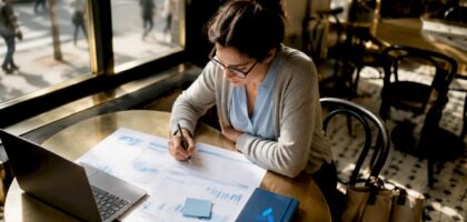 Business analyst working on data analytics