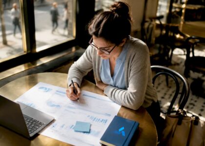 Business analyst working on data analytics