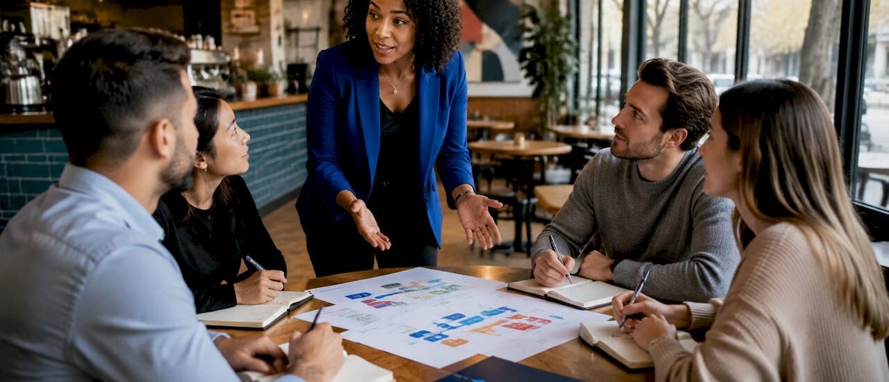 Sales trainer leading objection handling workshop