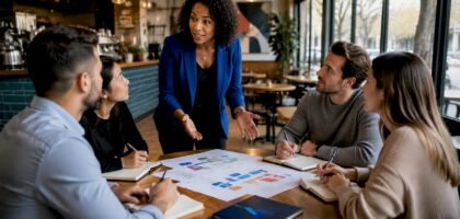 Sales trainer leading objection handling workshop