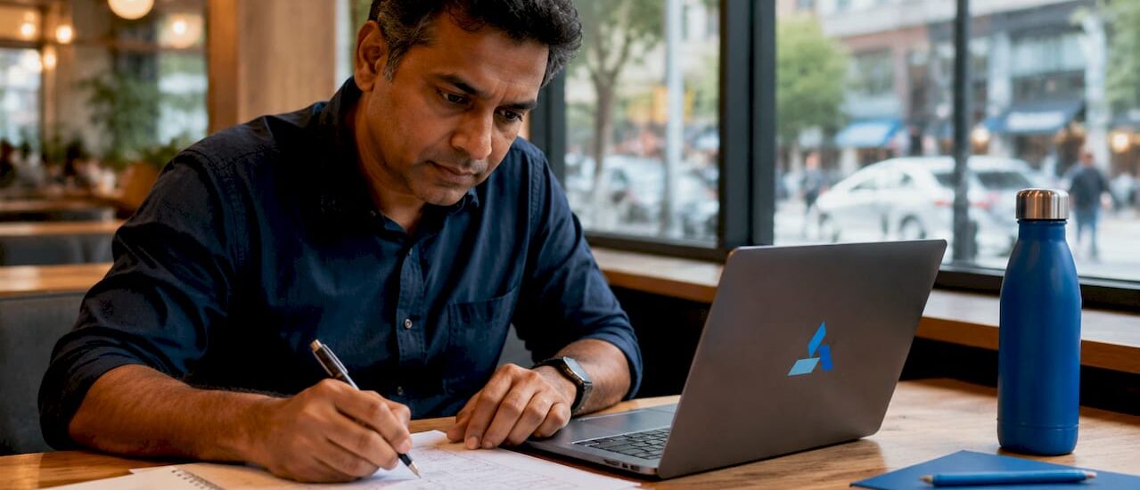 Business analyst working on AI scenario testing