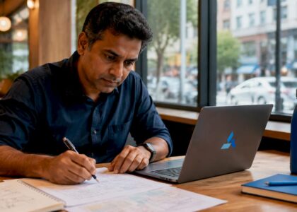 Business analyst working on AI scenario testing
