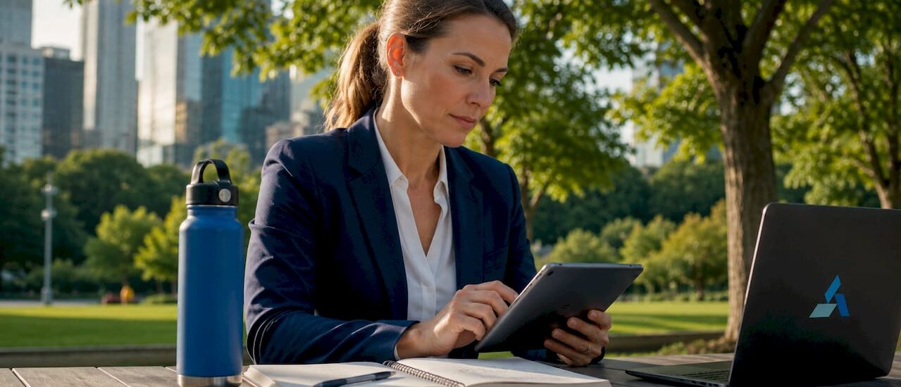 Executive analyzing AI-powered market insights