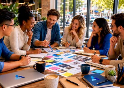 Marketing team collaborating on strategy