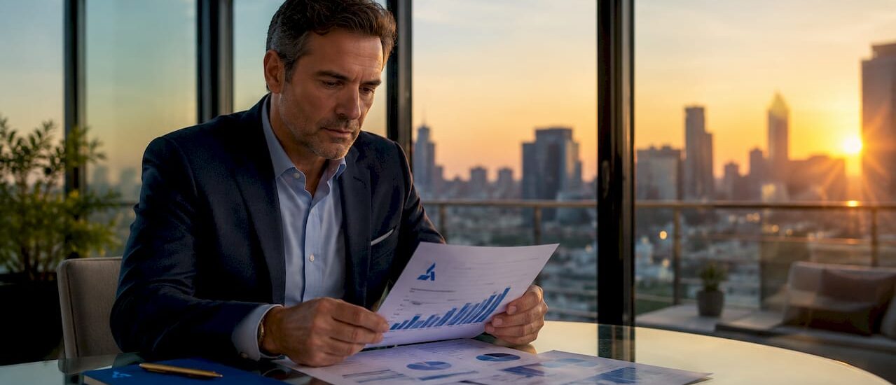 Business leader reviewing loss analysis reports