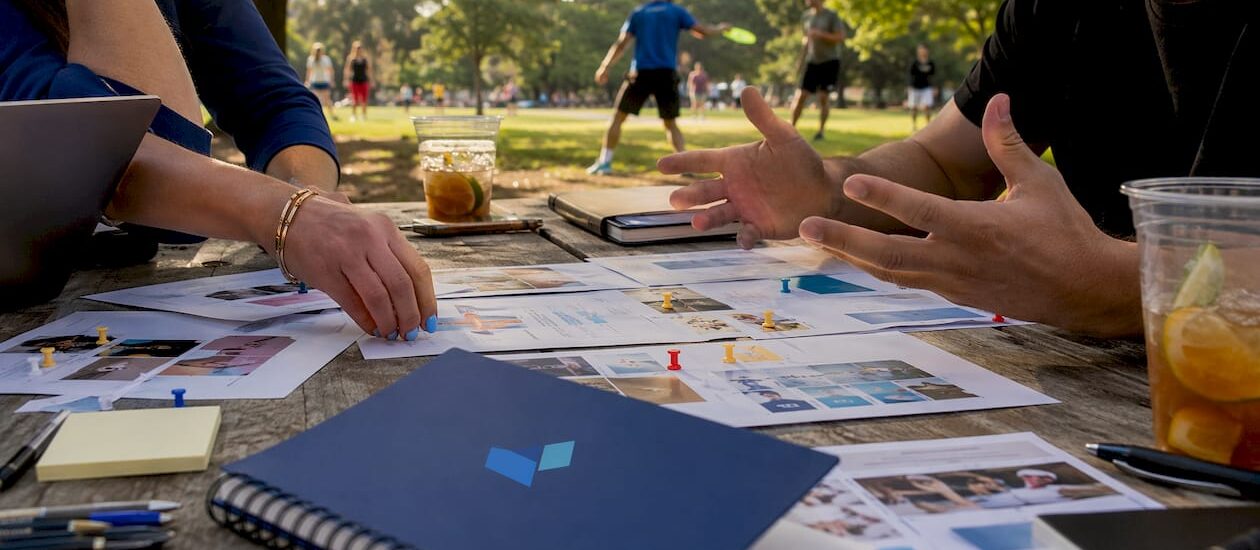 Social media campaign planning workspace with Blue Prysm logo