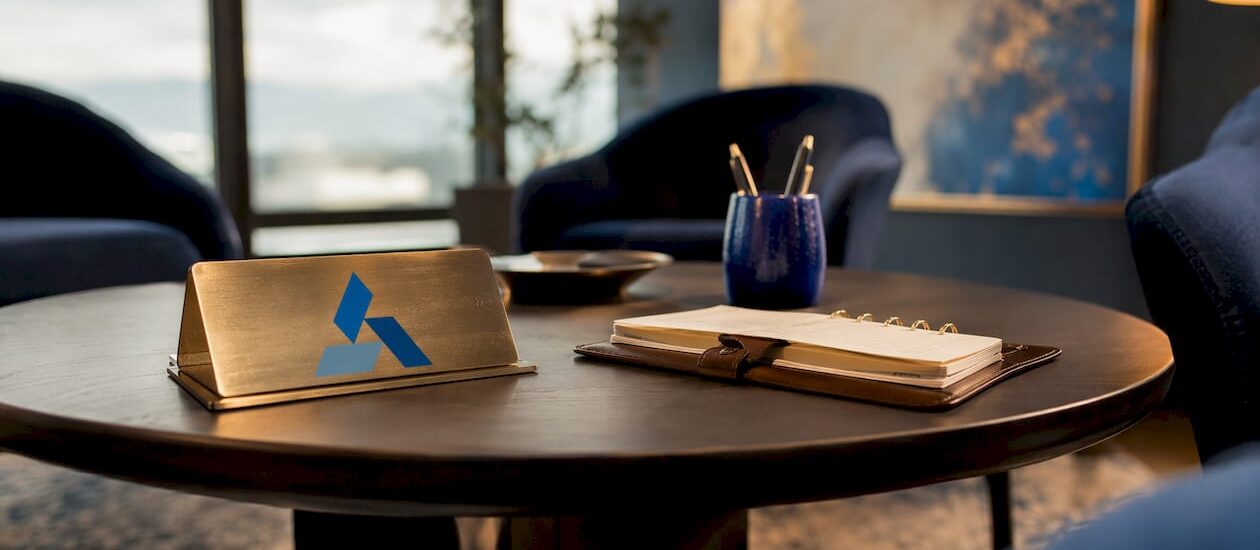 Modern office with business intelligence dashboard