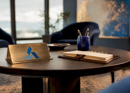 Modern office with business intelligence dashboard