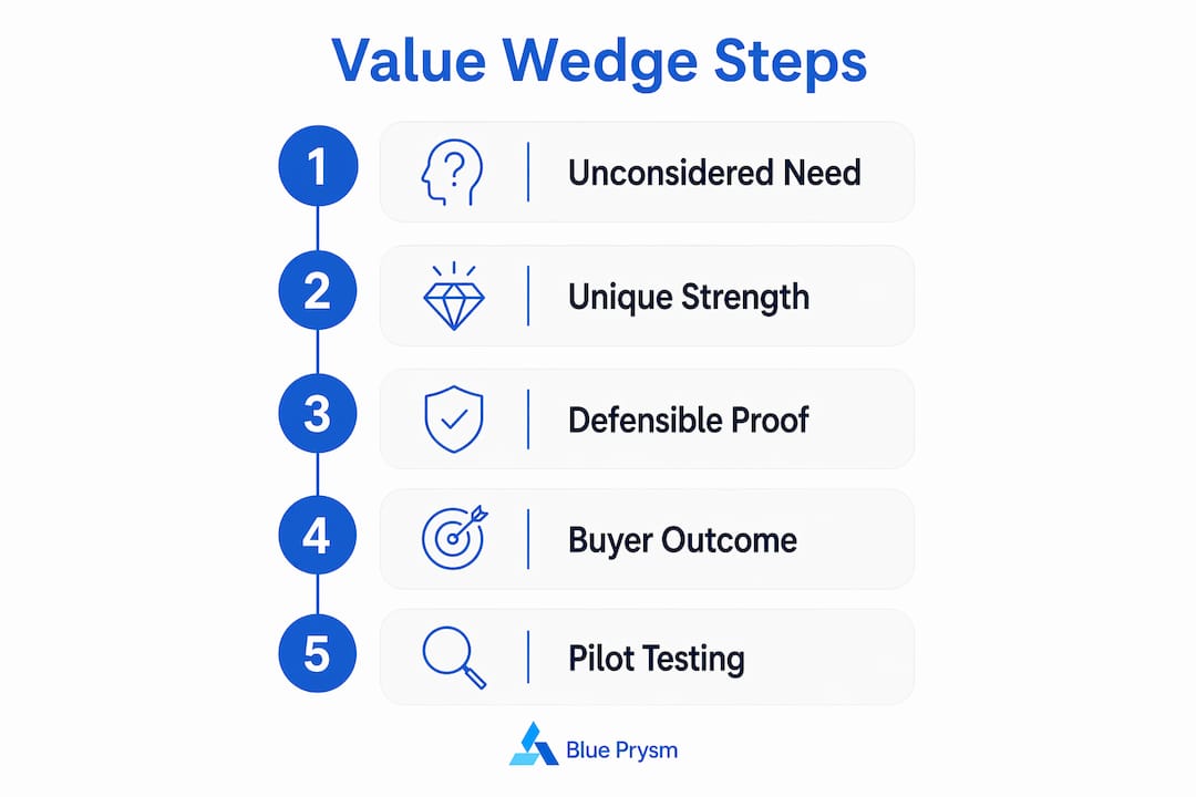Infographic outlining key steps in the value wedge process