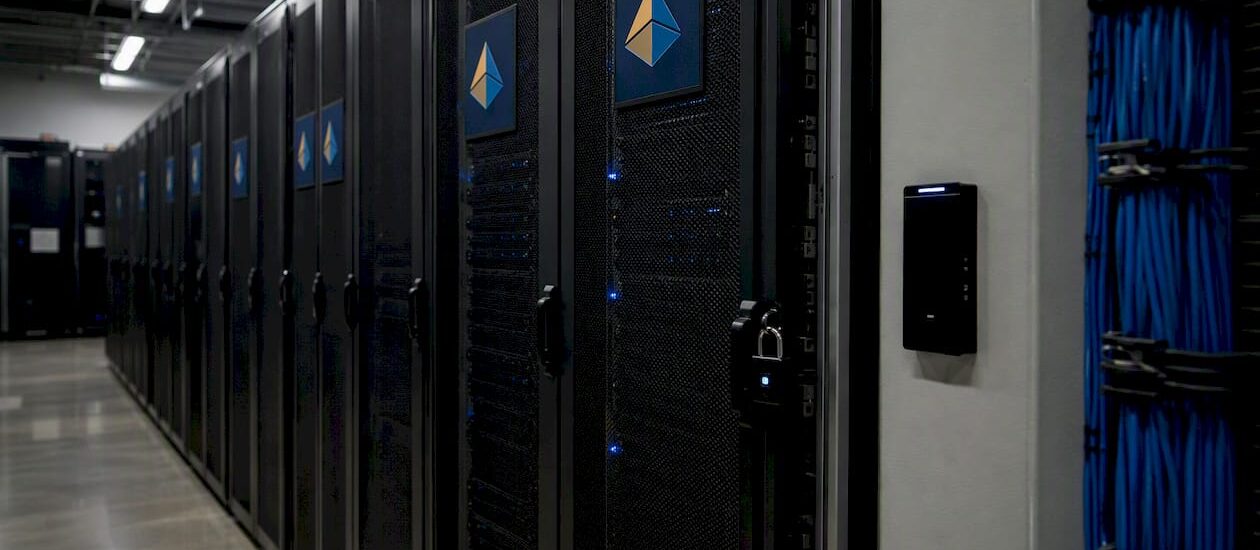 Data center racks with security features and logo plaques
