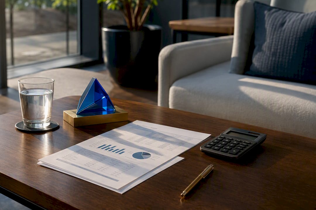 Desk with CPI report and calculator