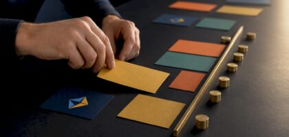 Hands arranging initiatives within portfolio capacity