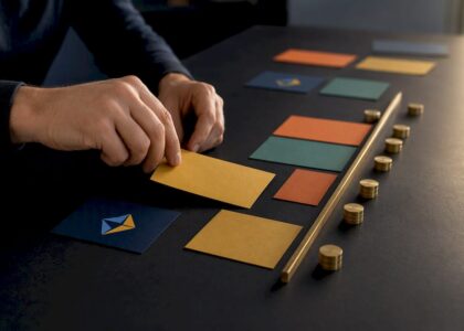 Hands arranging initiatives within portfolio capacity